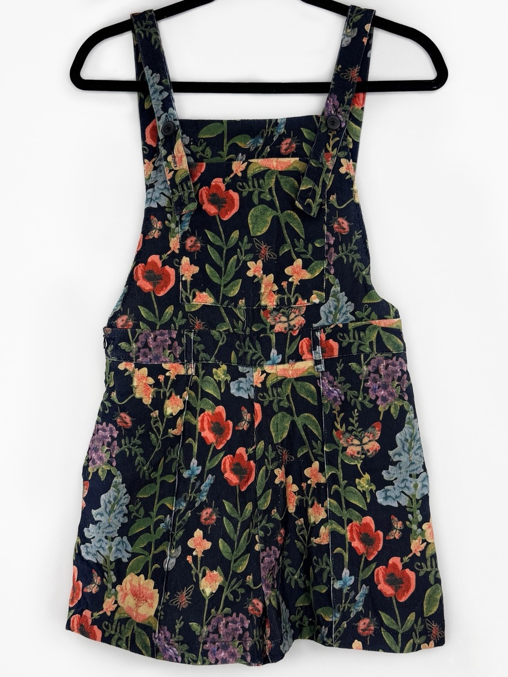 Cider Navy Floral Girls Overall Skirt with Multi-Color Blooms